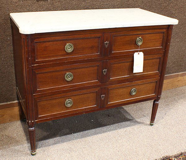 French Louis XVI style mahogany and marble top commode (1 of 3)