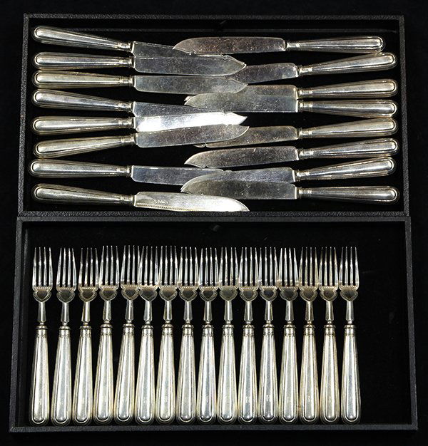 English sterling silver fish service for sixteen (1 of 2)