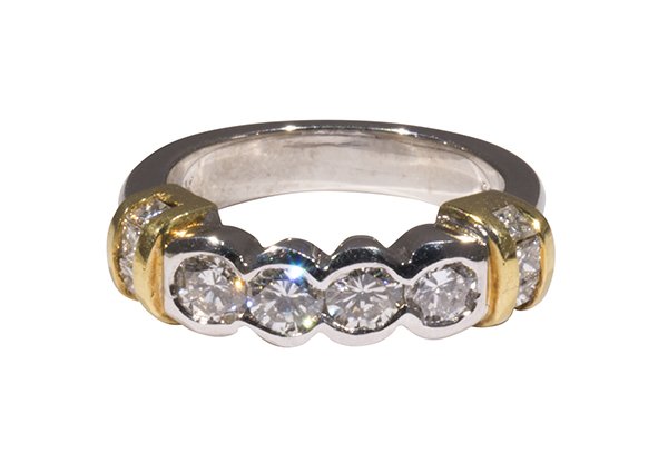 Diamond, platinum and 18k yellow gold ring (1 of 3)