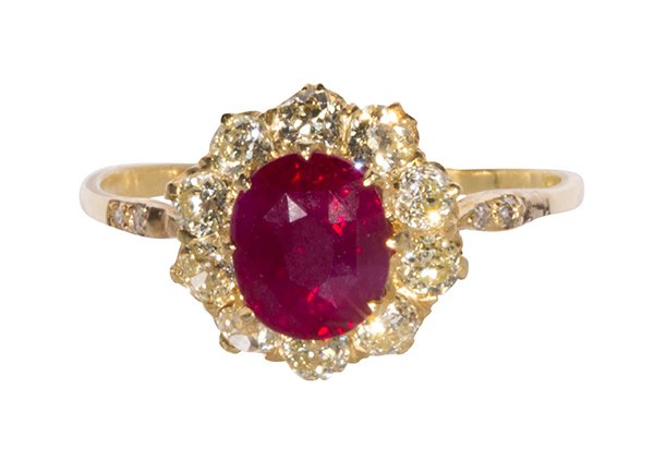 Ruby, diamond and 18k yellow gold ring (1 of 3)