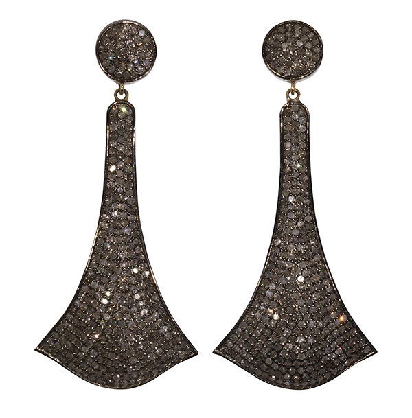 Pair of diamond and sterling silver drop earrings (1 of 2)