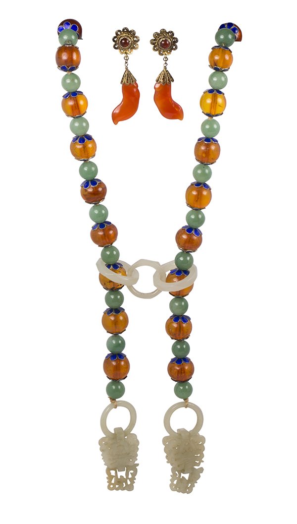 Multi-stone, enamel and silver jewelry suite (1 of 7)