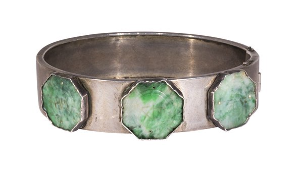 Jadeite and silver bangle bracelet (1 of 8)