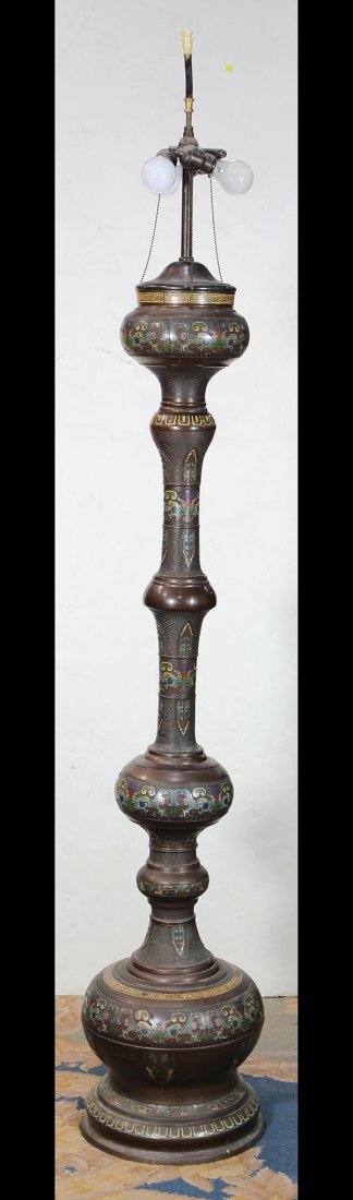 Japanese Champleve Lamp Stand, Meiji (1 of 6)