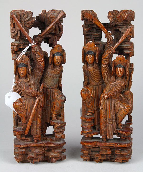 Two Chinese Figural Wood Carvings (1 of 4)
