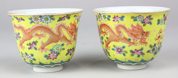 Two Chinese Porcelain Dragon Cups (1 of 5)