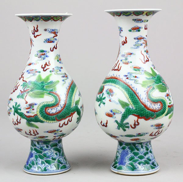Two Chinese Doucai Dragon Vases (1 of 6)