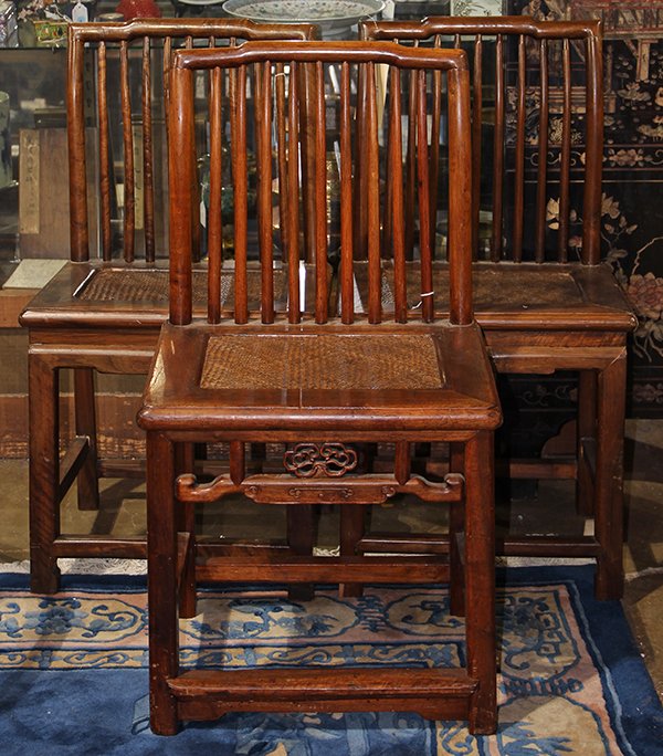 Three Chinese Wood Side Chairs (1 of 1)