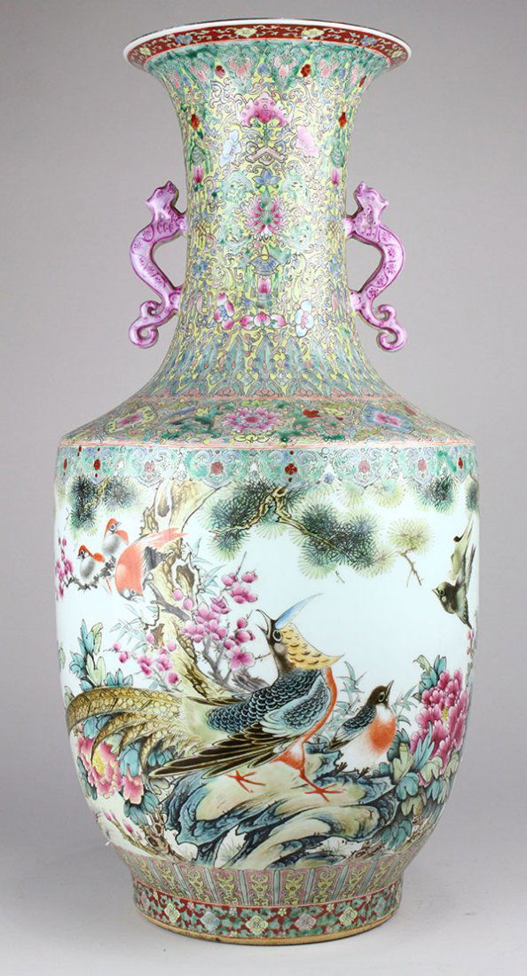 Chinese Large Porcelain Vase, Birds (1 of 8)