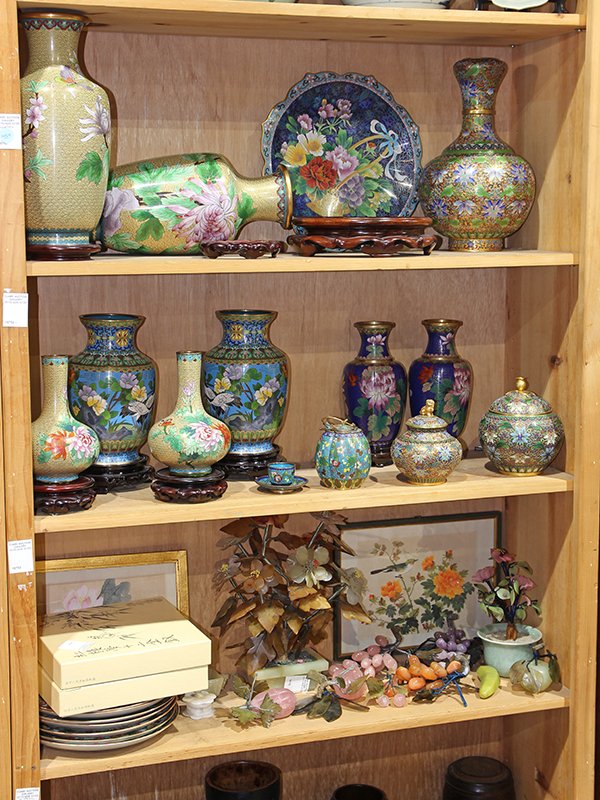 Three Shelves of Chinese Cloisonne and Decoratives (1 of 1)