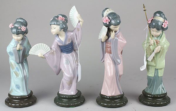 (Lot of 4) Lladro porcelain geishas, 20th Century, each (1 of 5)