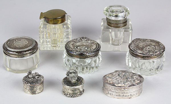 (Lot of 8) Miniature vanity table articles including (1 of 2)