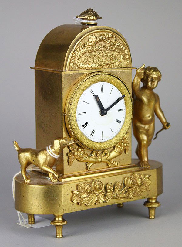French ormolu desk clock, late 19th century, the round (1 of 2)