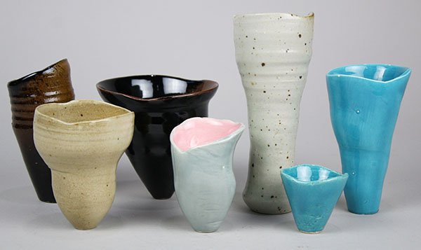 (Lot of 7) American studio pottery conical form vessels (1 of 6)