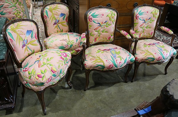 (Lot of 5) Louis XV daybed, 18th Century, with later (1 of 2)