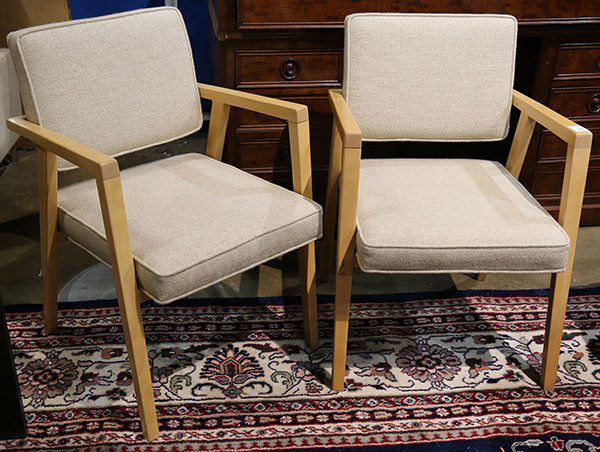 Pair of Moderne blonde wood armchairs, each having (1 of 1)