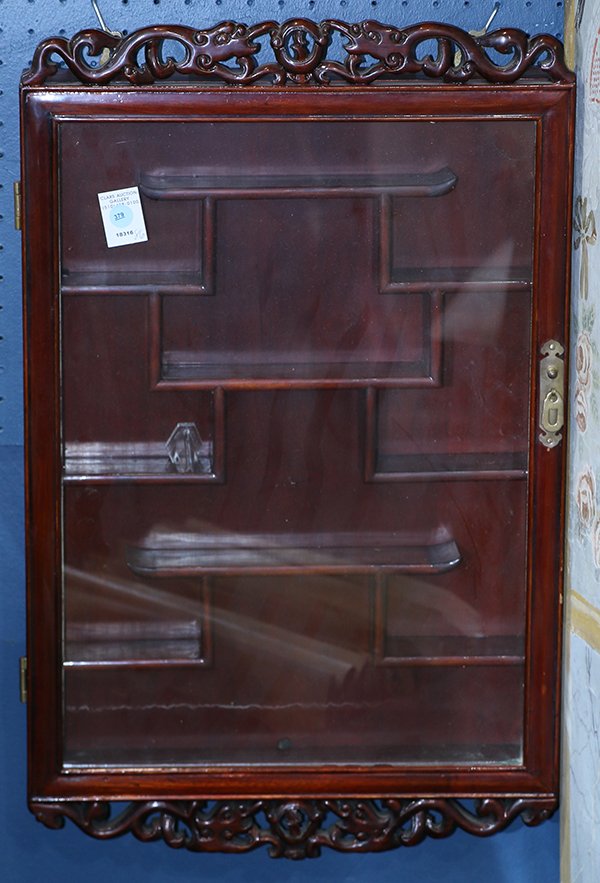 Chinese wall mounted curio cabinet, having a single (1 of 1)