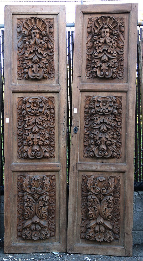 Pair of heavily carved Spanish Colonial style wooden (1 of 1)