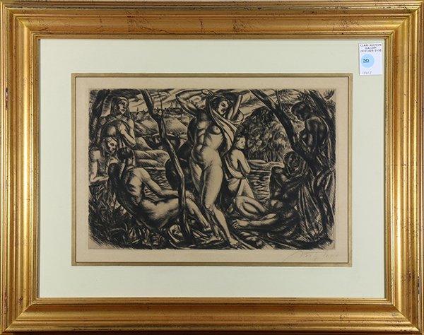 Nudes with Distant Village, etching (1 of 1)