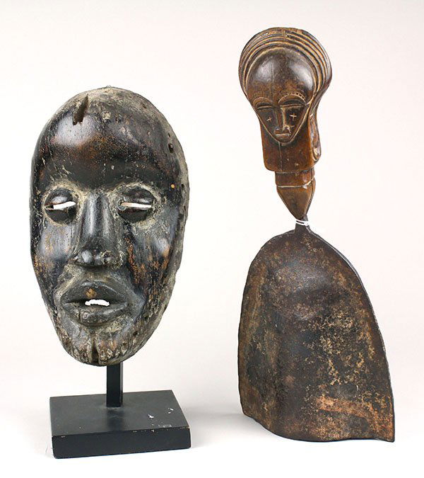 (lot of 2) Baule, Ivory Coast gong, the figural wood (1 of 2)