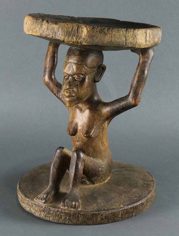 Makonde, East Africa, stool with naturalistic seated (1 of 9)