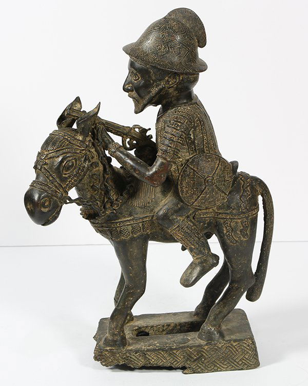 Benin-style,  Nigeria, cast mixed metal equestrian (1 of 6)