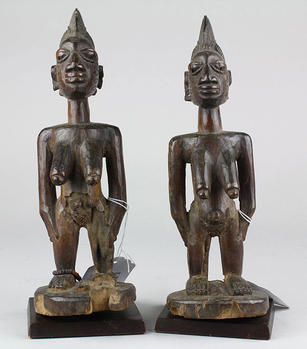 Pair of Yoruba, Nigeria Ibeji twin figures with (1 of 3)