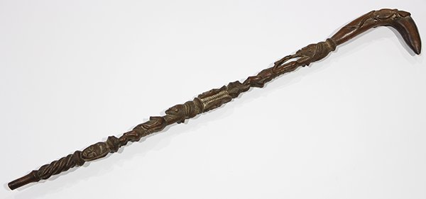 Baule, Ivory Coast figural walking staff carved with (1 of 4)