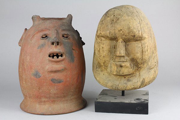 (lot of 2) Indigenous style, possibly African, head (1 of 3)