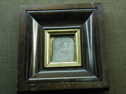 Ambrotype, American 19th century: Ambrotype portrait of a young girl in deep wooden frame