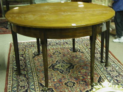 Pair of mahogany D-end tables: Pair of circa 1760 mahogany D-end tables on pad feet