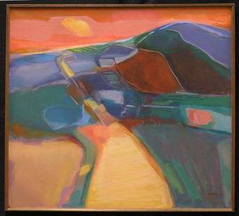 Oil, Abstract, Norma Kraus: Framed oil on canvas, Earth Shapes, by Norma Kraus, signed lower right overall: 40''H x 40'' (approx.)