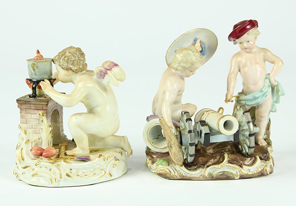 (lot of 2) Meissen porcelain figural groups circa 1870 (1 of 6)