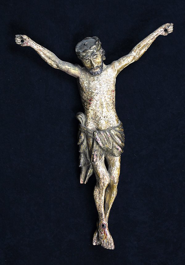 Continental polychrome decorated carved wood Corpus (1 of 3)