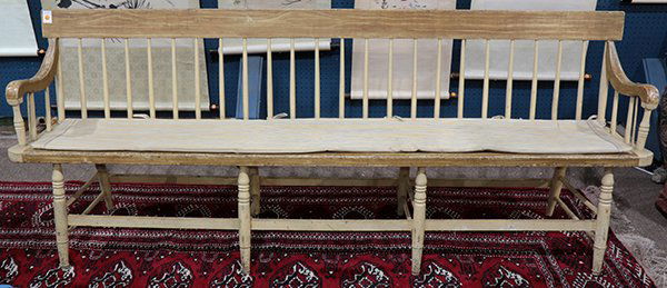 American Colonial style faux grain painted settee (1 of 3)