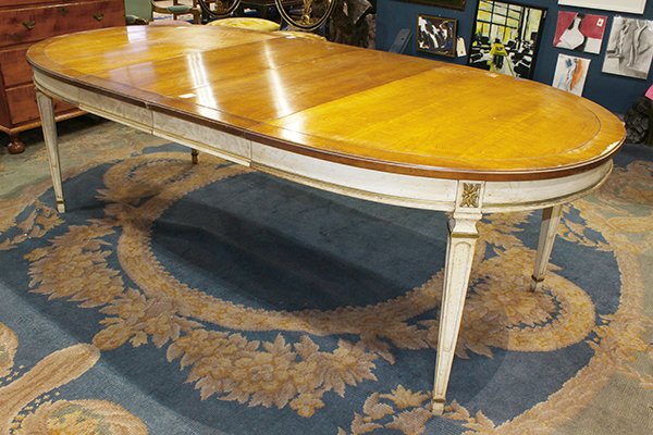 Louis XVI style fruitwood dining table, having an oval (1 of 5)