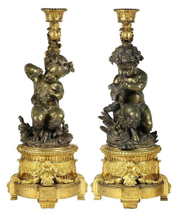 (Lot of 2) Continental patinated and gilt bronze (1 of 10)
