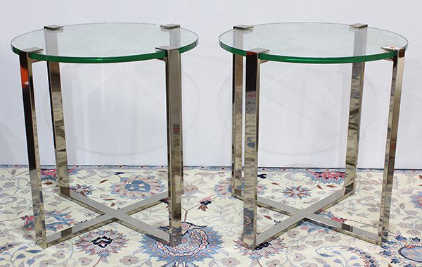 Pair of Italian Moderne chrome and glass occasional (1 of 3)