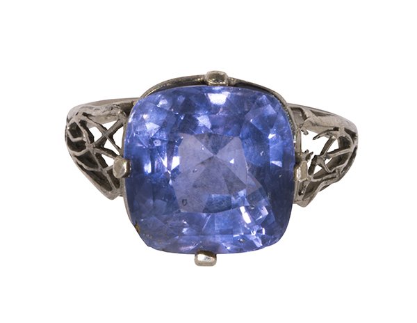 Art Deco sapphire and 14k white gold ring (1 of 5)