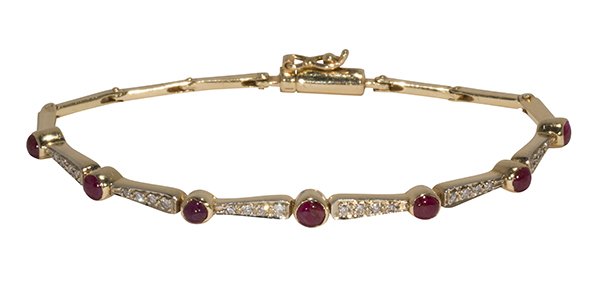 Ruby, diamond and 14k yellow gold bracelet (1 of 1)
