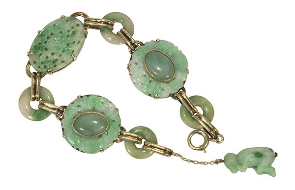Jadeite and 14k yellow gold bracelet (1 of 10)