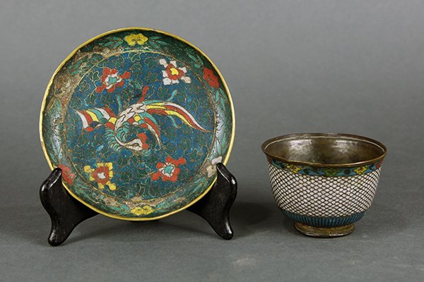Chinese Cloisonne Cup and Saucer (1 of 5)