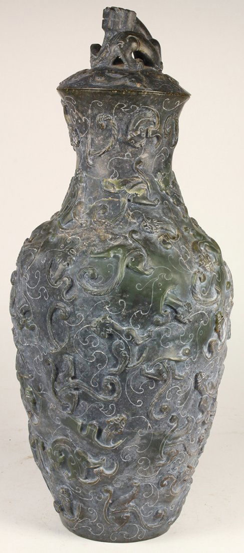 Chinese Hardstone Jar, Chilong (1 of 6)