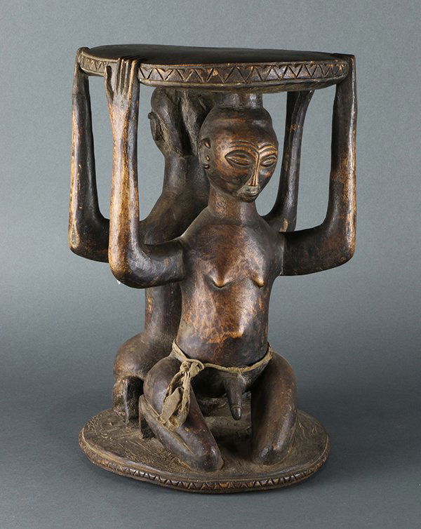 D.R. Congo, possibly Luba, double-figural caryatid (1 of 8)