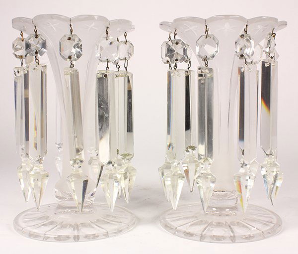 (Lot of 2) Victorian style crystal lustres, the scallop (1 of 2)