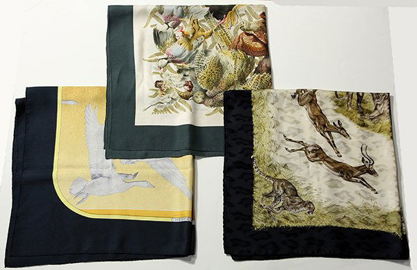 (Lot of 3) Hermes silk scarves (1 of 4)
