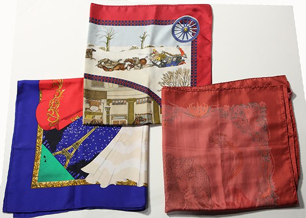 (Lot of 3) Hermes silk scarves (1 of 4)