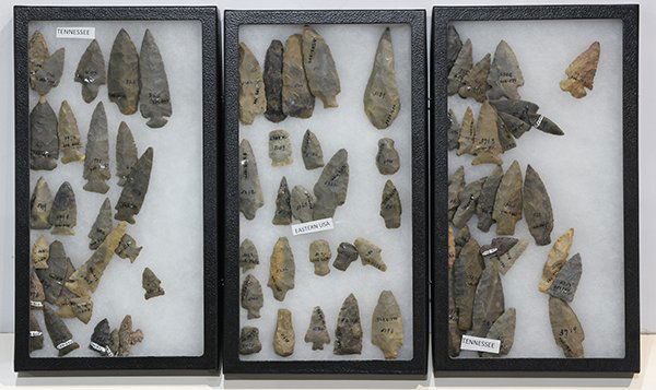 (lot of 6) Riker cases of ancient American arrowheads (1 of 2)