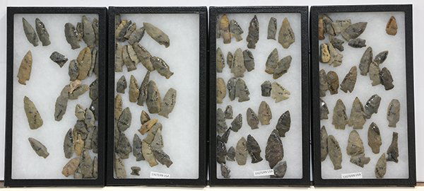 (lot of 4) Riker cases of ancient American arrowheads (1 of 1)