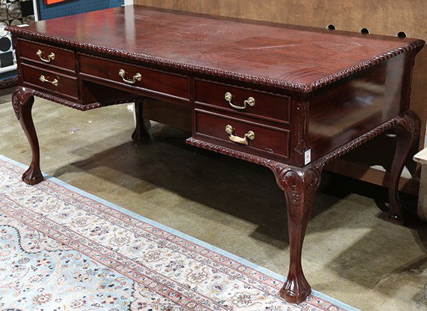 Chippendale style mahogany desk, the rectangular top (1 of 1)